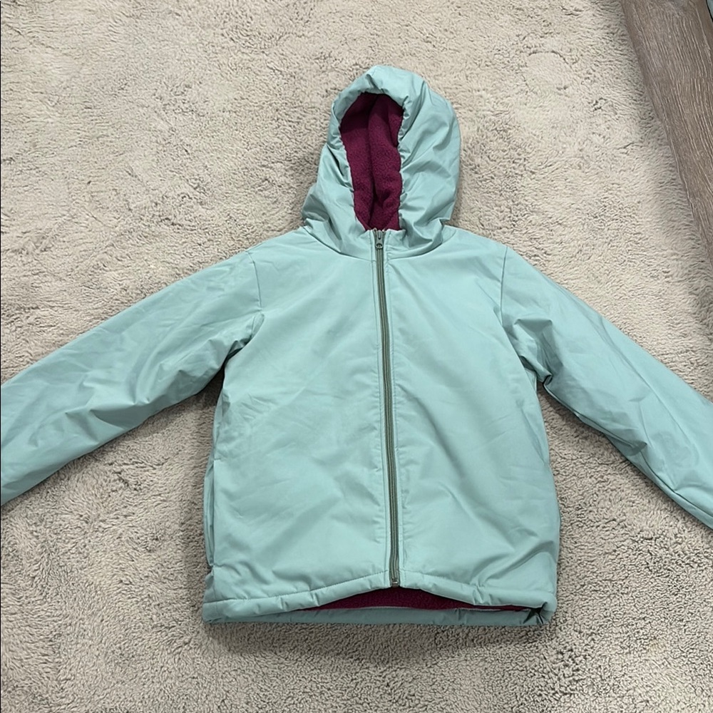 Kids Aqua and Burgundy Hooded Jacket